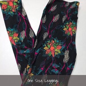 LuLaRoe OS Leggings Floral Black NEW